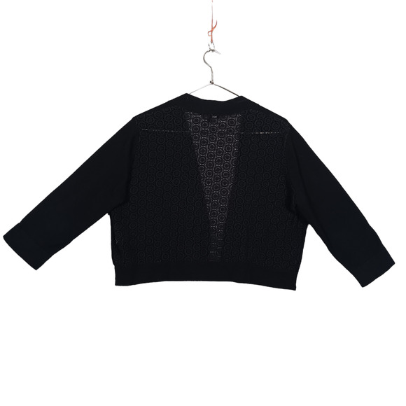 Premise Studio Cardigan Lace Like Back 3/4 Sleeve Size 1X Black - Picture 5 of 10